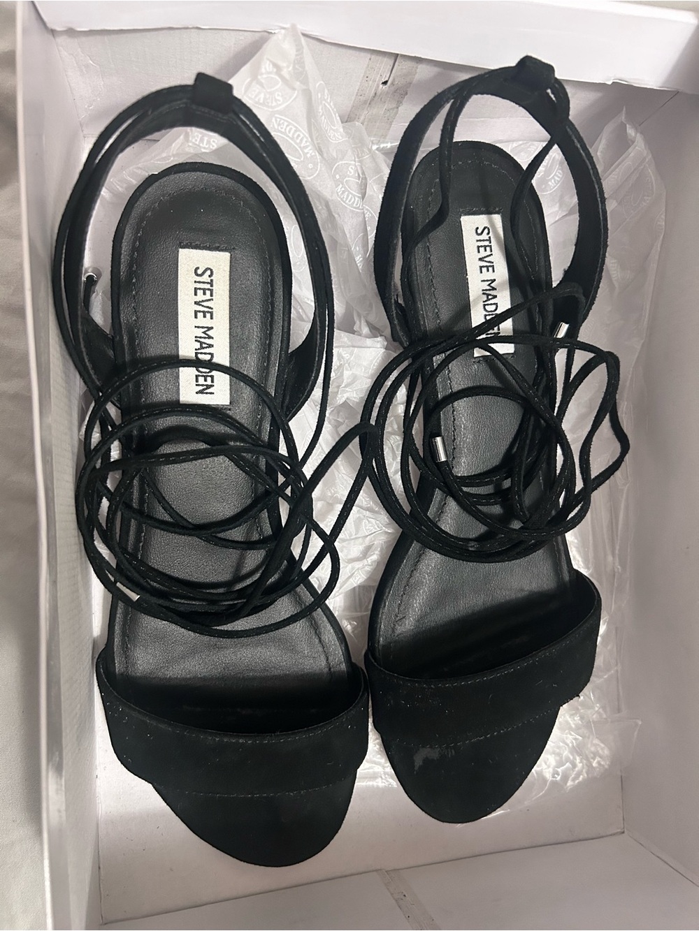 Steve Madden Black Lace-Up Open-Toe Sandals